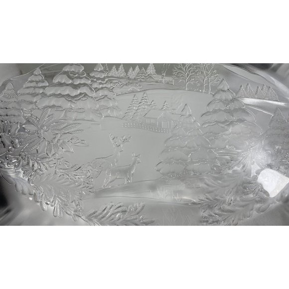 Mikasa Winter Dreams Frosted Canape Tray 17 3/4” Serving Thick Plate Vintage - Picture 3 of 16